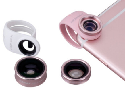 摩米士（MOMAX）手机镜头 广角+微距+鱼眼三合一手机镜头套装 单反/手机外置镜头 玫瑰金